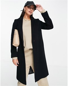 Черное пальто узкого кроя из смесовой шерсти в университетском стиле Helene berman