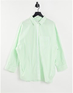Зеленая oversized рубашка из поплина Topshop