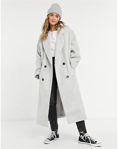 Серое пальто в стиле oversized с начесом Asos design