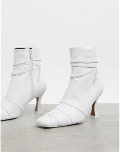 Белые кожаные ботинки на каблуке Ryder Asos design