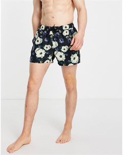 Короткие шорты для плавания с цветочным принтом на темной основе Asos design