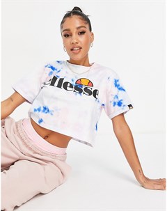 Розовая укороченная футболка с принтом тай дай Alberta Ellesse