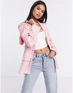 Розовый трикотажный пиджак в клетку Asos design