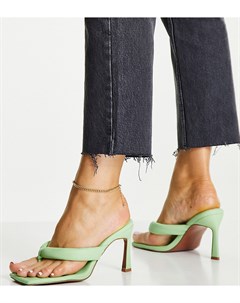 Зеленые босоножки на каблуке для широкой стопы с дутыми ремешками и перемычкой у большого пальца Wid Asos design