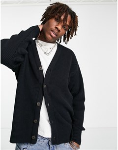 Черный вязаный кардиган в стиле oversized Topman