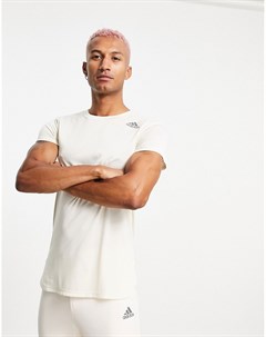 Бежевая футболка с тремя полосками на спине в тон ткани adidas Yoga Adidas performance