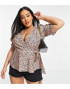 Блузка с запахом и мелким цветочным принтом Vero moda curve