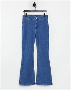 Синие эластичные расклешенные джинсы Three Topshop