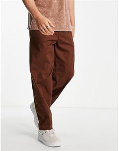 Коричневые строгие брюки в стиле oversized со складками New look