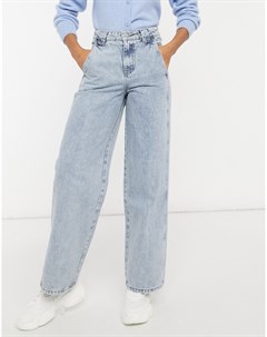 Потертые джинсы в винтажном стиле с завышенной талией и вставками Lost ink