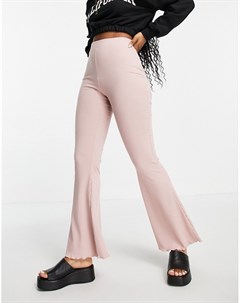 Расклешенные брюки в рубчик цвета пыльной розы с волнистым краем от комплекта Asos design