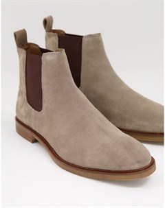 Серо коричневые кожаные ботинки челси Clan Dune