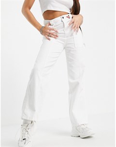 Белые брюки с декоративными швами Topshop