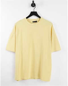 Желтая выбеленная oversized футболка из ткани пике Asos design