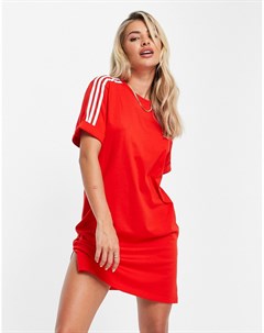 Красное платье футболка с тремя полосками adicolor Adidas originals