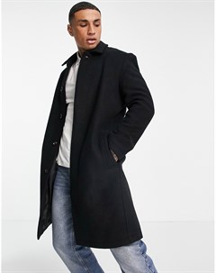 Полушерстяное черное пальто Asos design