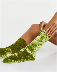 Бархатные носки лаймового цвета Topshop
