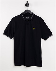 Черная футболка поло с логотипом на воротнике Lyle & scott