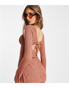 Рыжий лонгслив от комплекта в рубчик с завязкой на спине ASOS LUXE Asos design