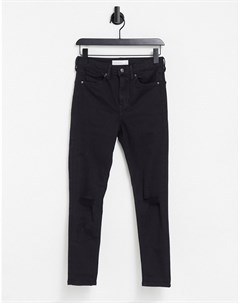 Черные джинсы со рваной отделкой Jamie Topshop
