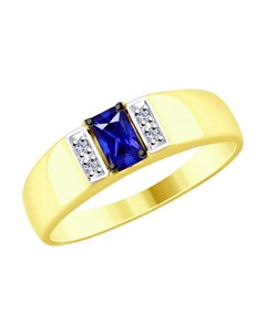Кольцо из желтого золота с бриллиантами и корундом Sokolov diamonds
