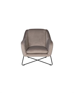 Кресло велюровое бежевое черный металл коричневый 80x75x87 см Garda decor