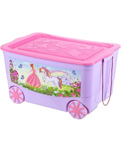 Ящик для игрушек KidsBox Принцесса и единорог 55 л лавандовый на колёсах модель 449 Нет бренда