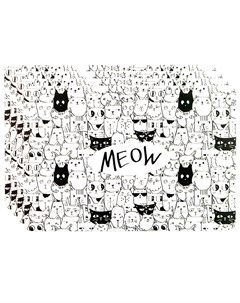 Набор салфеток сервировочных плейсматов Meow 43х28 см 4 штуки 4430408 Н4 Nouvelle
