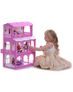 Домик для кукол Бриджит бело розовый с мебелью ТМ Krasatoys