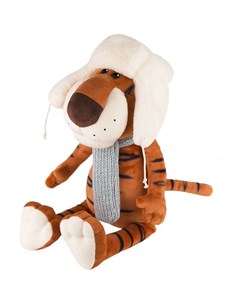 Игрушка мягкая Тигр Федя в ушанке и вязаном шарфе 20 см Maxitoys luxury
