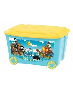 Ящик для игрушек на колесах с аппликацией цвет голубой ТМ Пластишка
