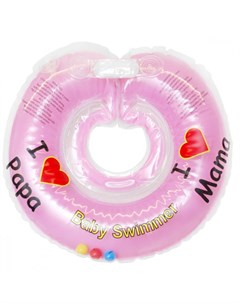 Круг на шею для купания розовый внутри погремушка Baby swimmer
