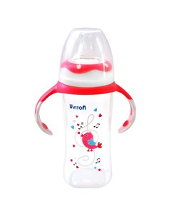 Бутылочка с ручками для кормления малыша розовая 270 мл Uviton