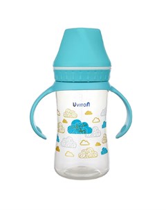 Бутылочка с ручками для кормления малыша голубая 250 мл Uviton