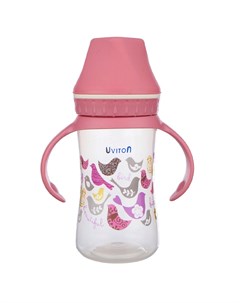 Бутылочка с ручками для кормления малыша розовая 250 мл Uviton