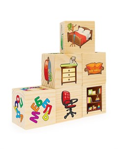 Кубики Развивающие деревянные игрушки 6 кубиков арт RDI D464a Анданте