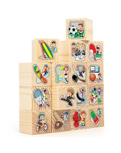 Кубики Развивающие деревянные игрушки Спорт 16 кубиков Анданте