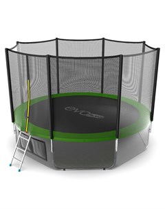 Батут External 12 ft цвет зеленый Lower net с внешней сеткой лестницей нижняя сеть Evo jump