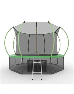 Батут Internal 12 ft цвет зеленый Lower net с сеткой внутрь лестницей нижняя сеть Evo jump
