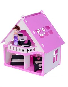 Домик для кукол Дачный дом Варенька бело розовый с мебелью ТМ Krasatoys