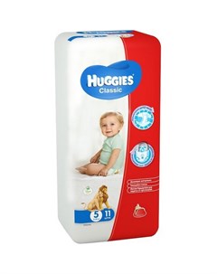 Подгузники Classic Soft Dry дышащие размер 5 11 25 кг 11 штук Huggies