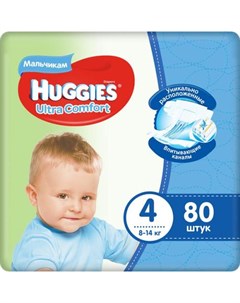 Подгузники Ultra Comfort для мальчиков размер 4 8 14 кг M Maxi 80 штук Huggies