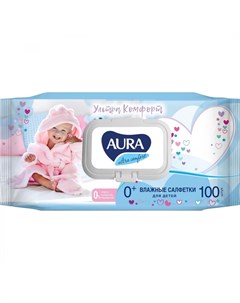 Влажные салфетки Ultra Comfort детские 0 с экстрактом алоэ и витамином Е с крышкой 100 шт Aura