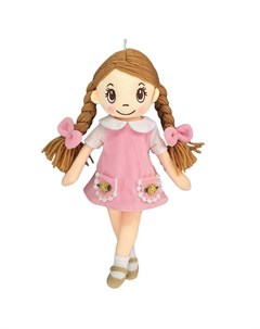 Кукла Мягкое сердце мягконабивная в розовом платье с косичками 30 см Abtoys
