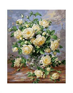 Набор для рисования по номерам Белые розы Белоснежка