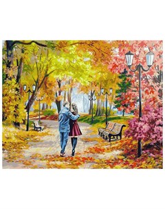 Набор для рисования по номерам Осенний парк скамейка двое Белоснежка