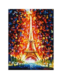 Набор для рисования по номерам Париж огни Эйфелевой башни на картоне Белоснежка