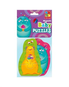 Пазл Baby puzzle Монстрики 2 картинки 7 мягких элементов магнитные Vladi toys