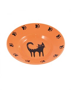 Миска блюдце для кошек керамика 140 мл оранжевая Керамикарт