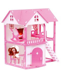 Домик для кукол Коттедж Светлана бело розовый с мебелью ТМ Krasatoys